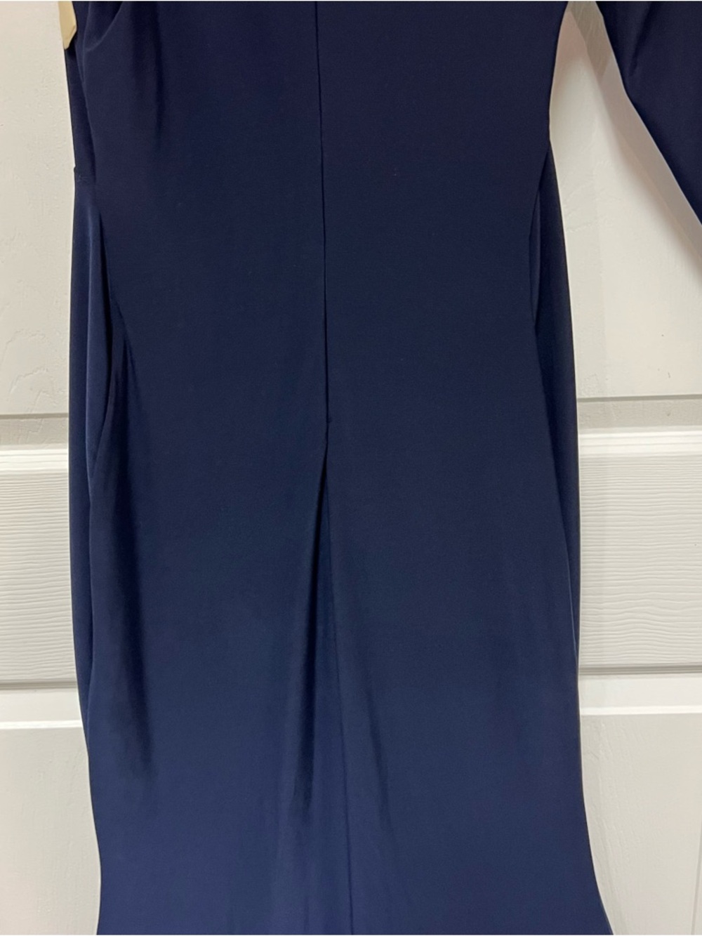 Club L London Contradiction Long Sleeve Navy Maxi Mermaid Dress - Picture 10 of 15